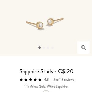 Mejuri white sapphire 14k gold studs
